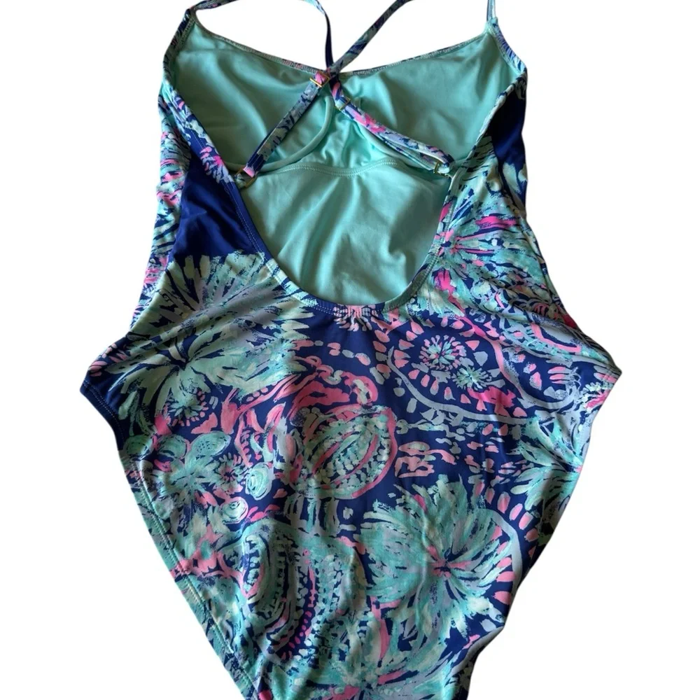 Lilly Pulitzer Navy and Green Kids One Piece - Picture 2 of 12